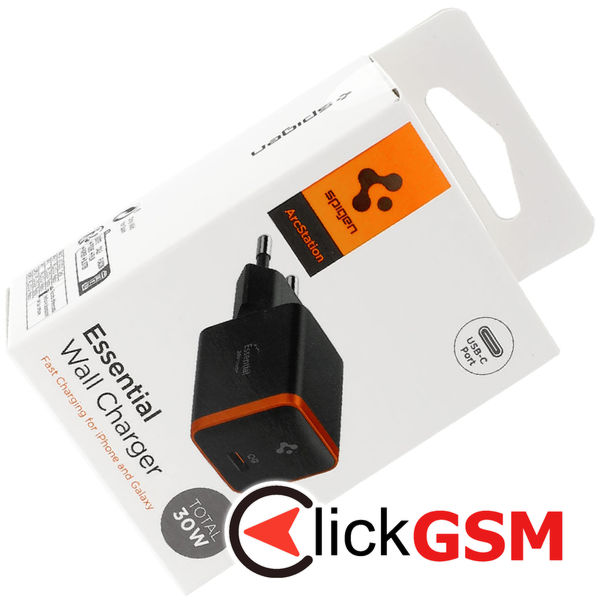 Spigen - Wall Charger Arcstation Essential (EE301EU) - Type-C, Quick Charge, PD30W - Black