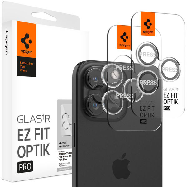Spigen - Optik.tR EZ Fit Pro Camera Glass (2 pack) - iPhone 14 Pro / Pro Max / 15 Pro / Pro Max / 16 Pro / Pro Max - Clear