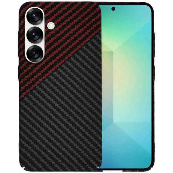 Techsuit - Carbonite FiberShell - Samsung Galaxy S25 - Red Vortex