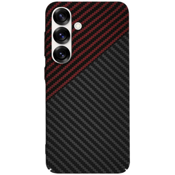 Techsuit - Carbonite FiberShell - Samsung Galaxy S25 - Red Vortex