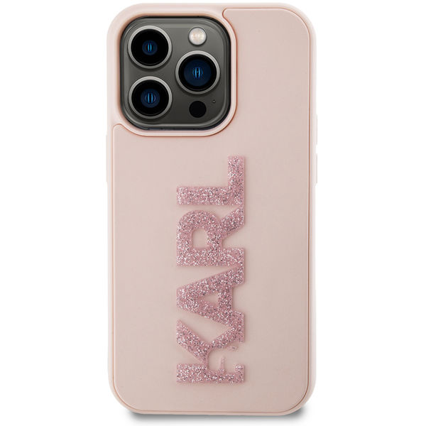 Karl Lagerfeld - 3D Design (KLHCP15L3DMBKCP) - iPhone 15 Pro - Pink Rubber Glitter Logo