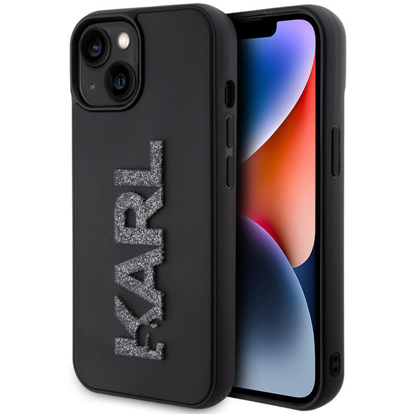 Karl Lagerfeld - 3D Design (KLHCP15M3DMBKCK) - iPhone 15 Plus - Rubber Glitter Logo