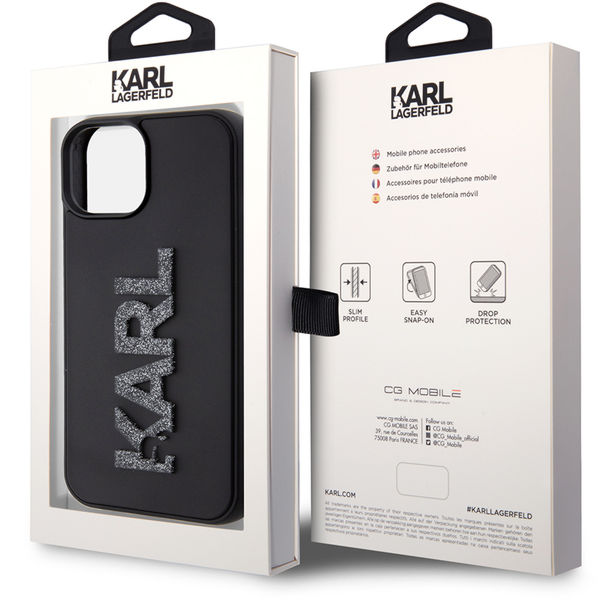 Karl Lagerfeld - 3D Design (KLHCP15M3DMBKCK) - iPhone 15 Plus - Rubber Glitter Logo