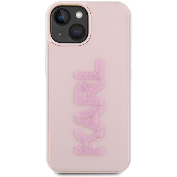 Karl Lagerfeld - 3D Design (KLHCP15S3DMBKCP) - iPhone 15 - Pink Rubber Glitter Logo