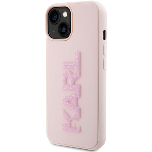Karl Lagerfeld - 3D Design (KLHCP15S3DMBKCP) - iPhone 15 - Pink Rubber Glitter Logo