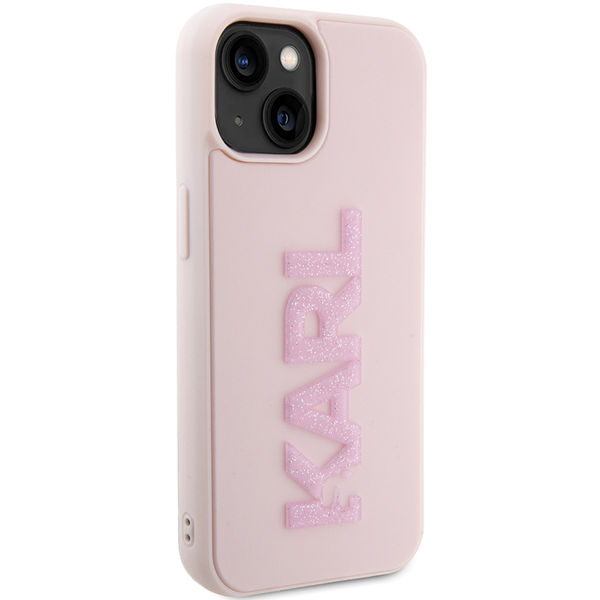 Karl Lagerfeld - 3D Design (KLHCP15S3DMBKCP) - iPhone 15 - Pink Rubber Glitter Logo