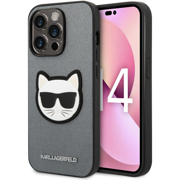 Karl Lagerfeld - Saffiano (KLHCP14LSAPCHG) - iPhone 14 Pro - Silver Choupette Head