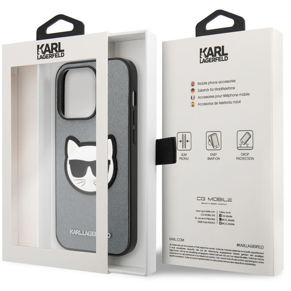 Karl Lagerfeld - Saffiano (KLHCP14LSAPCHG) - iPhone 14 Pro - Silver Choupette Head