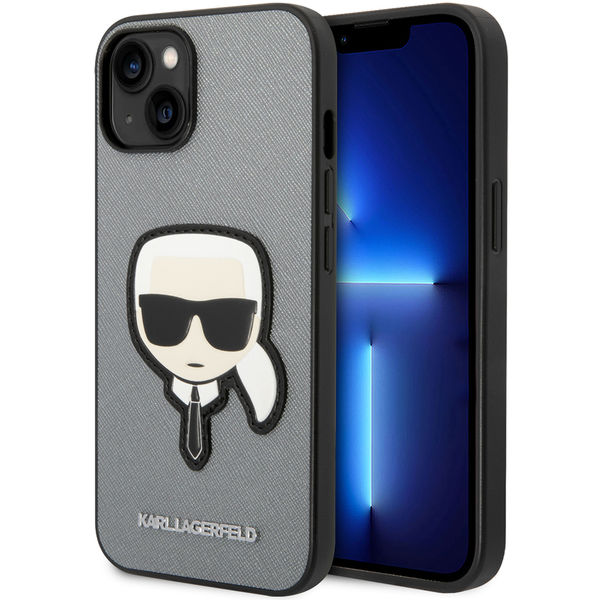 Karl Lagerfeld - Saffiano (KLHCP14MSAPKHG) - iPhone 14 Plus - Silver Karl`s Head