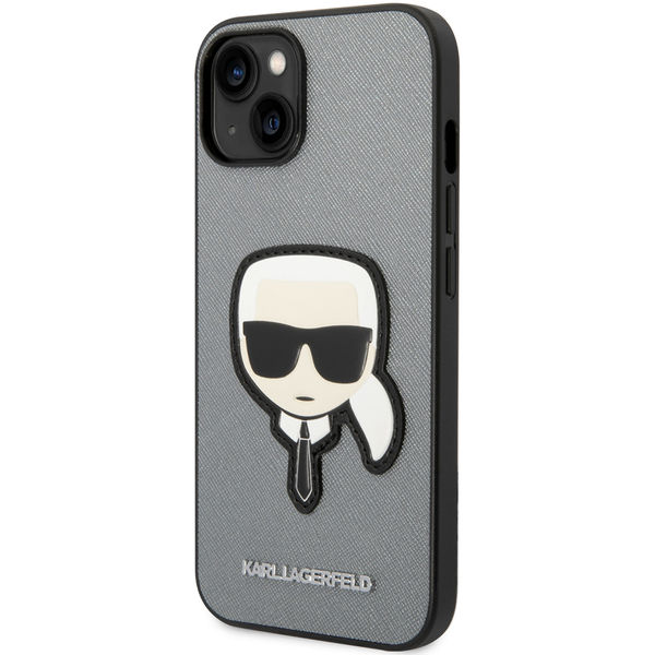Karl Lagerfeld - Saffiano (KLHCP14MSAPKHG) - iPhone 14 Plus - Silver Karl`s Head