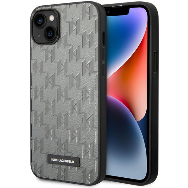 Karl Lagerfeld - Saffiano (KLHCP14MSAKLHPG) - iPhone 14 Plus - Grey Mono Metal Logo