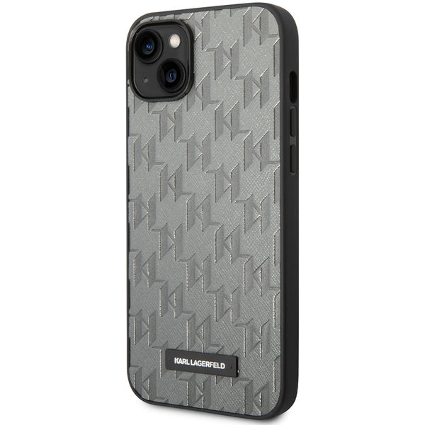 Karl Lagerfeld - Saffiano (KLHCP14MSAKLHPG) - iPhone 14 Plus - Grey Mono Metal Logo