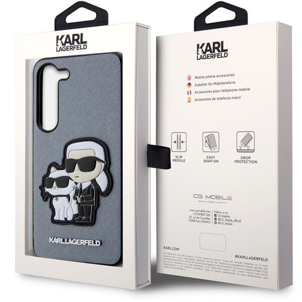 Karl Lagerfeld - Saffiano (KLHCS23MSANKCPG) - Samsung Galaxy S23 Plus - Grey Karl&Choupette Metal Pin