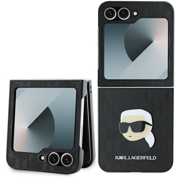 Karl Lagerfeld - Saffiano (KLHCZF6PGKSKIHK) - Samsung Galaxy Z Flip6 - Monogram Head Pin