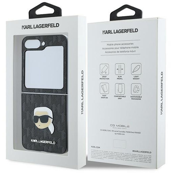 Karl Lagerfeld - Saffiano (KLHCZF6PGKSKIHK) - Samsung Galaxy Z Flip6 - Monogram Head Pin