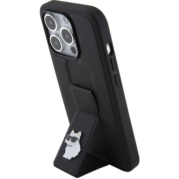 Karl Lagerfeld - Saffiano Gripstand (KLHCP15LGSACHPK) - iPhone 15 Pro - Choupette Pins