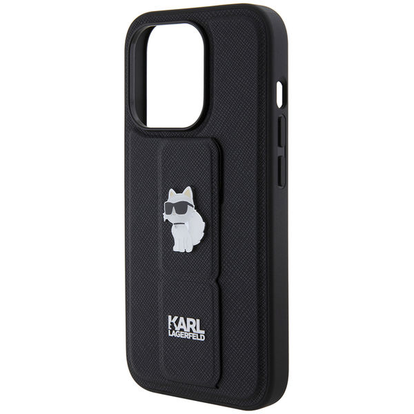 Karl Lagerfeld - Saffiano Gripstand (KLHCP15LGSACHPK) - iPhone 15 Pro - Choupette Pins