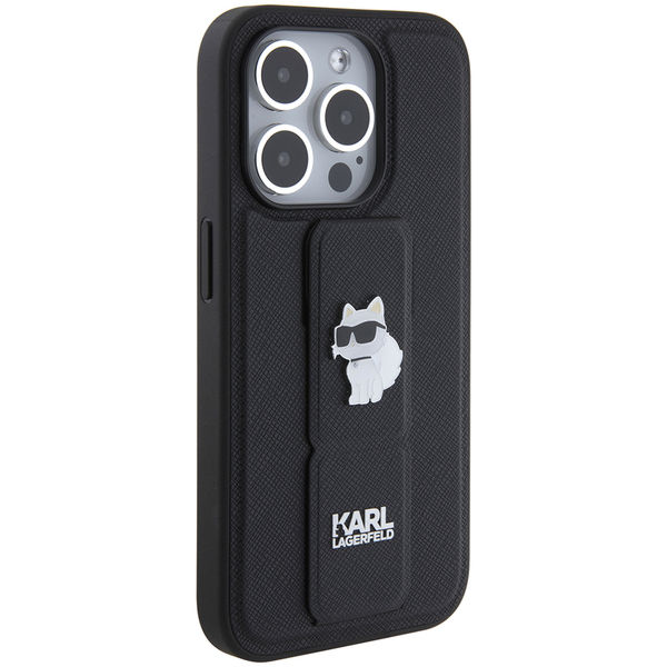 Karl Lagerfeld - Saffiano Gripstand (KLHCP15LGSACHPK) - iPhone 15 Pro - Choupette Pins
