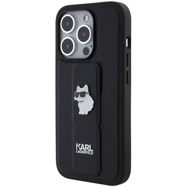 Karl Lagerfeld - Saffiano Gripstand (KLHCP15LGSACHPK) - iPhone 15 Pro - Choupette Pins