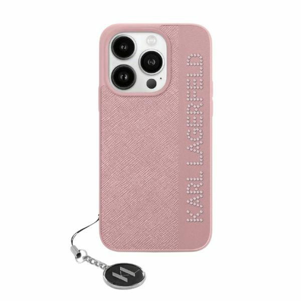 Karl Lagerfeld - Saffiano Rhinestones&Charm (KLHCP15LPSAKDGCP) - iPhone 15 Pro - Pink