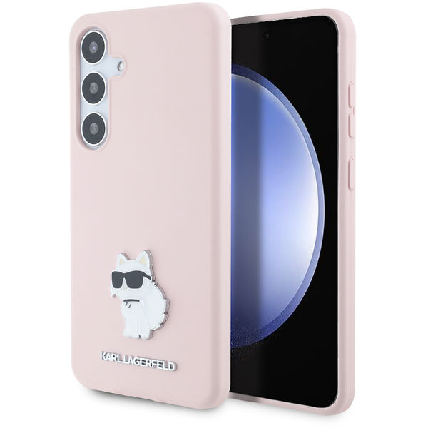 Karl Lagerfeld - Silicone (KLHCS24MSMHCNPP) - Samsung Galaxy S24 Plus - Pink Choupette Metal Pin