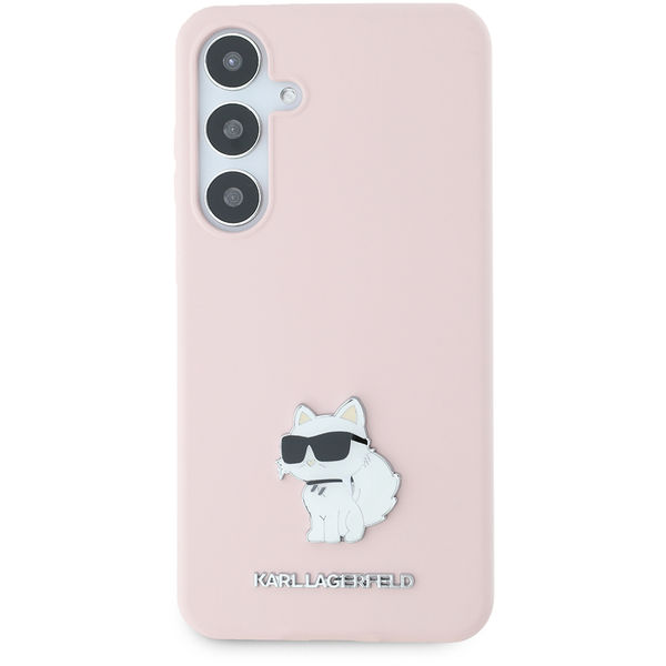 Karl Lagerfeld - Silicone (KLHCS24MSMHCNPP) - Samsung Galaxy S24 Plus - Pink Choupette Metal Pin