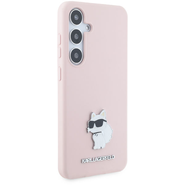 Karl Lagerfeld - Silicone (KLHCS24MSMHCNPP) - Samsung Galaxy S24 Plus - Pink Choupette Metal Pin