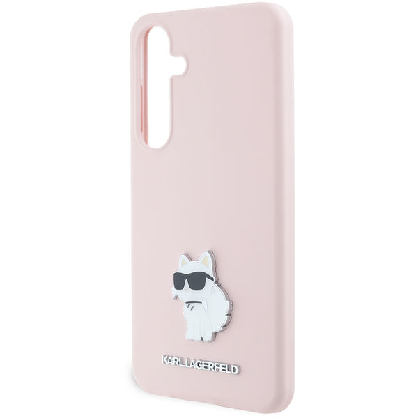 Karl Lagerfeld - Silicone (KLHCS24MSMHCNPP) - Samsung Galaxy S24 Plus - Pink Choupette Metal Pin