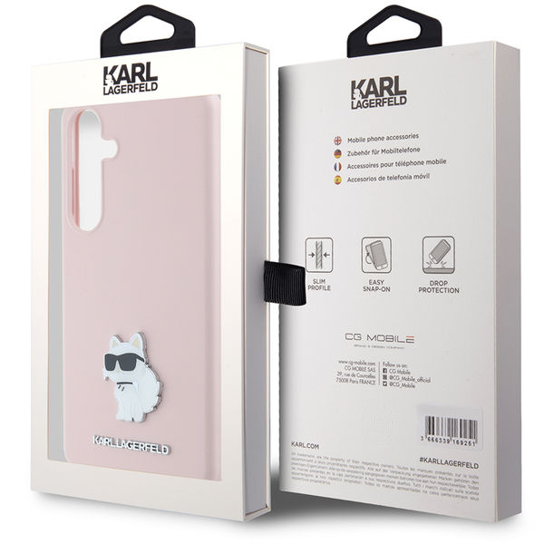 Karl Lagerfeld - Silicone (KLHCS24MSMHCNPP) - Samsung Galaxy S24 Plus - Pink Choupette Metal Pin