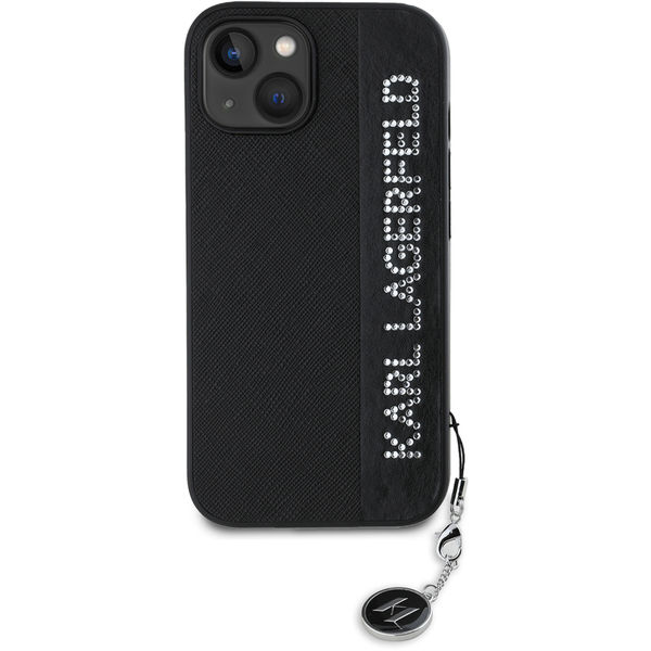 Karl Lagerfeld - Saffiano Rhinestones&Charm (KLHCP15SPSAKDGCK) - iPhone 15 - Black