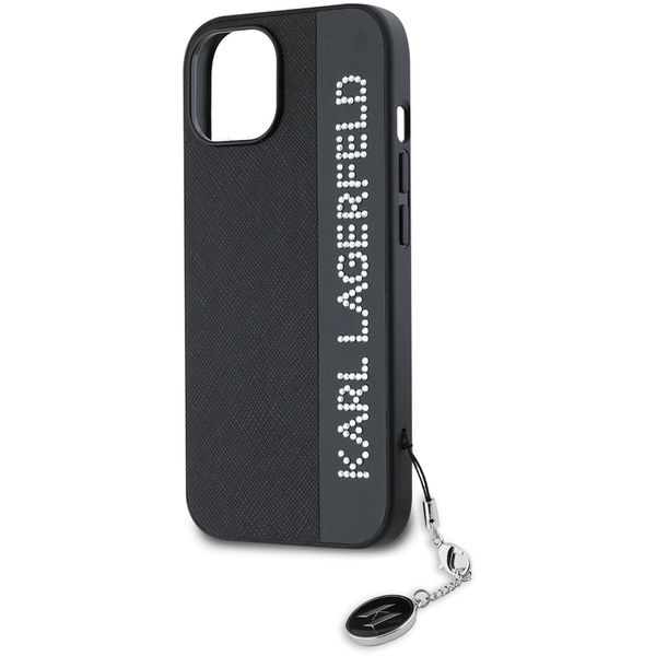 Karl Lagerfeld - Saffiano Rhinestones&Charm (KLHCP15SPSAKDGCK) - iPhone 15 - Black