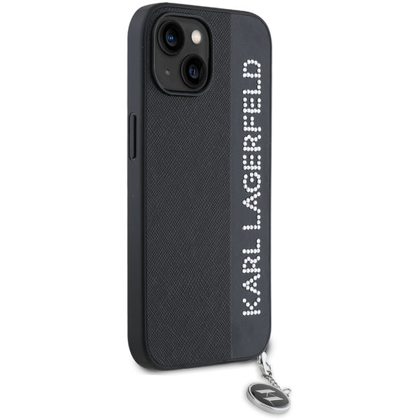 Karl Lagerfeld - Saffiano Rhinestones&Charm (KLHCP15SPSAKDGCK) - iPhone 15 - Black