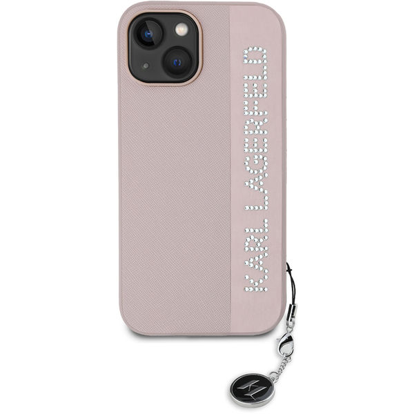Karl Lagerfeld - Saffiano Rhinestones&Charm (KLHCP15SPSAKDGCP) - iPhone 15 - Pink