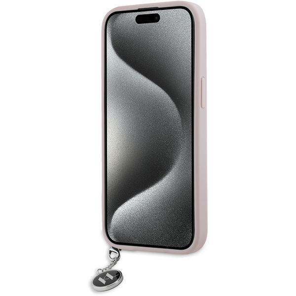 Karl Lagerfeld - Saffiano Rhinestones&Charm (KLHCP15SPSAKDGCP) - iPhone 15 - Pink