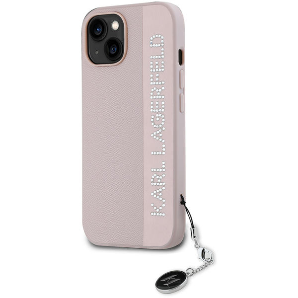 Karl Lagerfeld - Saffiano Rhinestones&Charm (KLHCP15SPSAKDGCP) - iPhone 15 - Pink