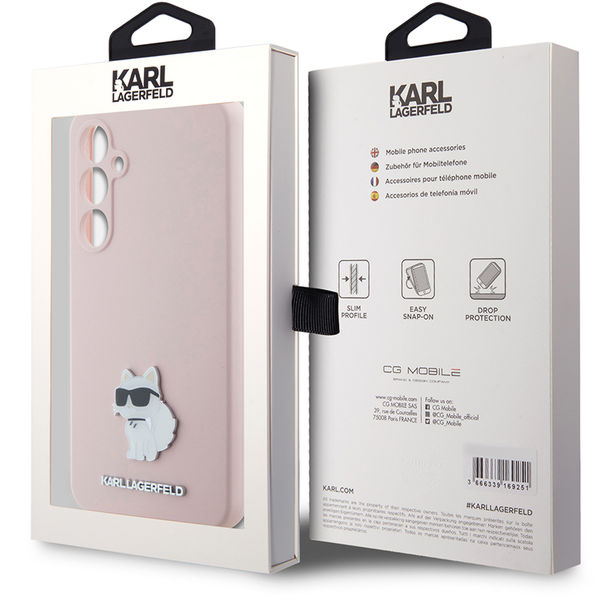 Karl Lagerfeld - Silicone (KLHCS23FESMHCNPP) - Samsung Galaxy S23 FE - Pink Choupette Metal Pin