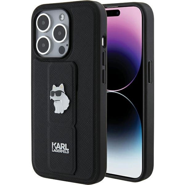 Karl Lagerfeld - Saffiano Gripstand (KLHCP15XGSACHPK) - iPhone 15 Pro Max - Choupette