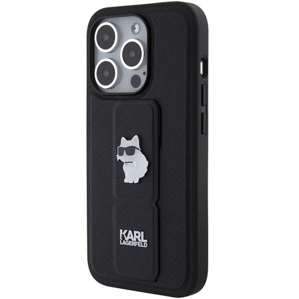 Karl Lagerfeld - Saffiano Gripstand (KLHCP15XGSACHPK) - iPhone 15 Pro Max - Choupette