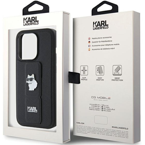 Karl Lagerfeld - Saffiano Gripstand (KLHCP15XGSACHPK) - iPhone 15 Pro Max - Choupette