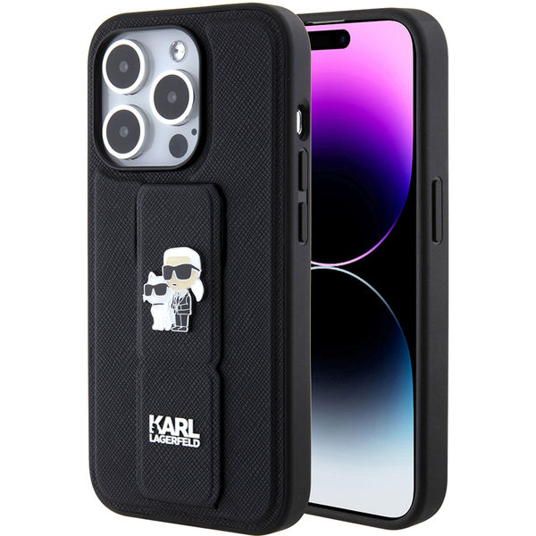 Karl Lagerfeld - Saffiano Gripstand (KLHCP15XGSAKCPK) - iPhone 15 Pro Max - Karl&Choupette