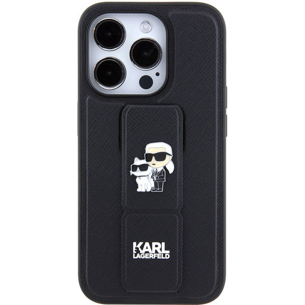 Karl Lagerfeld - Saffiano Gripstand (KLHCP15XGSAKCPK) - iPhone 15 Pro Max - Karl&Choupette