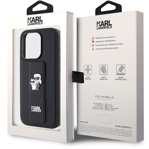 Karl Lagerfeld - Saffiano Gripstand (KLHCP15XGSAKCPK) - iPhone 15 Pro Max - Karl&Choupette