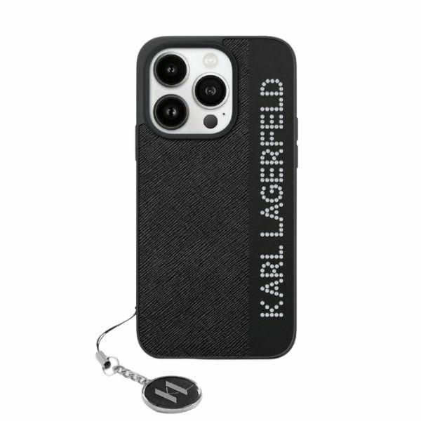 Karl Lagerfeld - Saffiano Rhinestones&Charm (KLHCP15XPSAKDGCK) - iPhone 15 Pro Max - Black