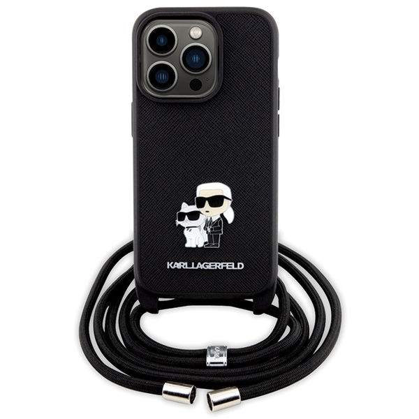 Karl Lagerfeld - Saffiano Crossbody (KLHCP14LSAKCPSK) - iPhone 14 Pro - Metal Pin Karl&Choupette