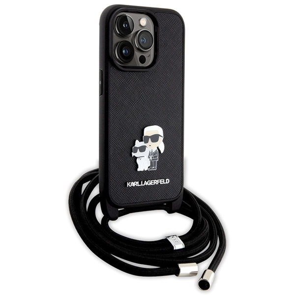 Karl Lagerfeld - Saffiano Crossbody (KLHCP14LSAKCPSK) - iPhone 14 Pro - Metal Pin Karl&Choupette