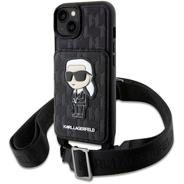 Karl Lagerfeld - Saffiano Crossbody (KLHCP14SCSAKHPKK) - iPhone 14 - Monogram Ikonik