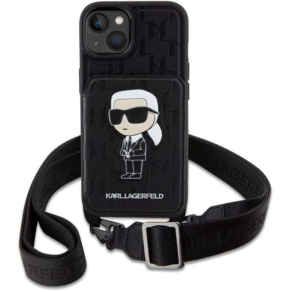 Karl Lagerfeld - Saffiano Crossbody (KLHCP14SCSAKHPKK) - iPhone 14 - Monogram Ikonik