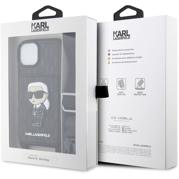 Karl Lagerfeld - Saffiano Crossbody (KLHCP14SCSAKHPKK) - iPhone 14 - Monogram Ikonik