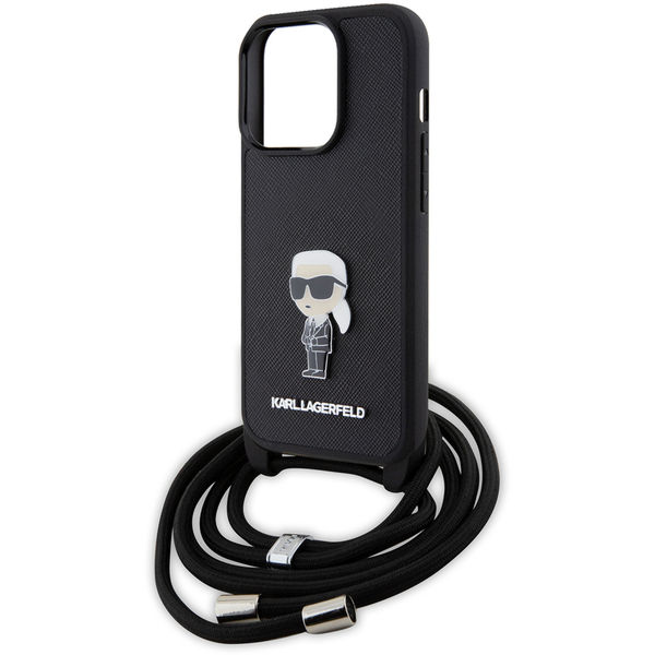 Karl Lagerfeld - Saffiano Crossbody (KLHCP15LSASKNPSK) - iPhone 15 Pro - Monogram Metal Pin Karl