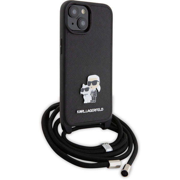 Karl Lagerfeld - Saffiano Crossbody (KLHCP15SSAKCPSK) - iPhone 15 - Metal Pin Karl&Choupette